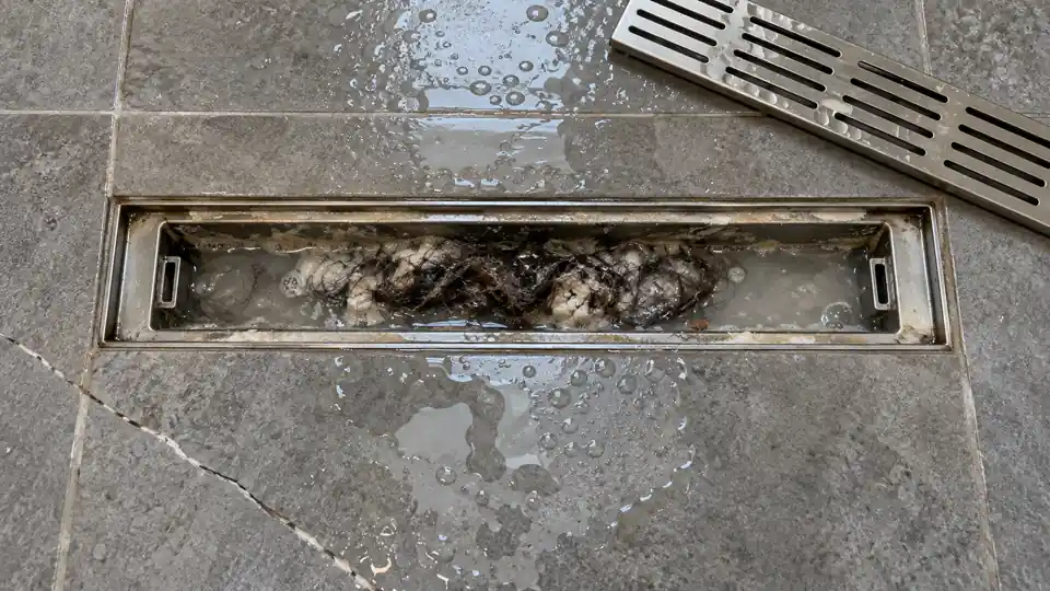 Before bathroom drain cleaning inspection and setup in Bremerton