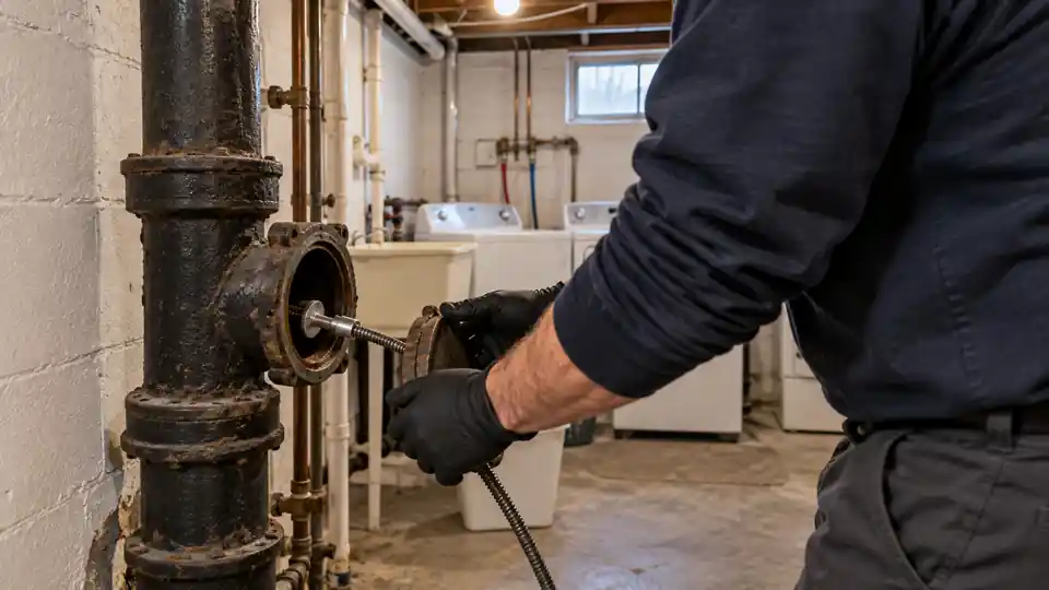 Drain cleaning Charleston Bremerton tech clearing a main line at a duplex off Callow Avenue