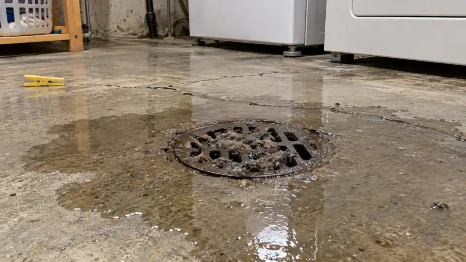 Before floor & laundry drain cleaning inspection and setup in Bremerton
