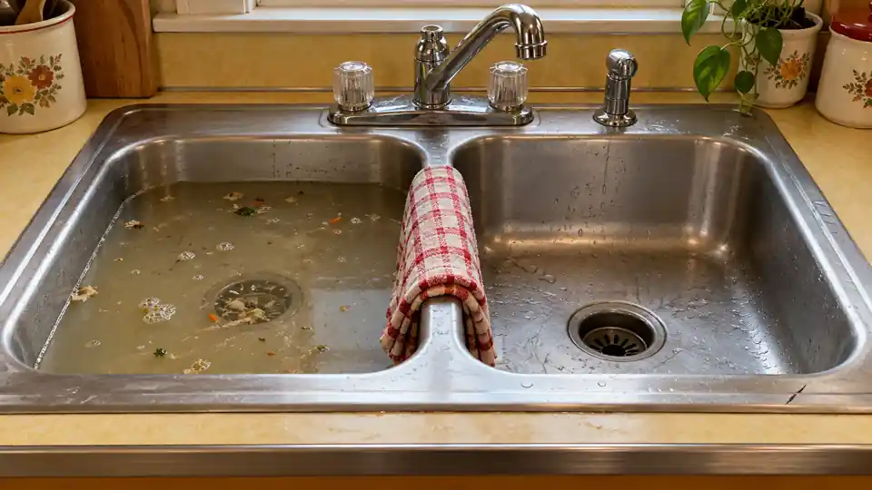 Before kitchen sink drain cleaning inspection and setup in Bremerton